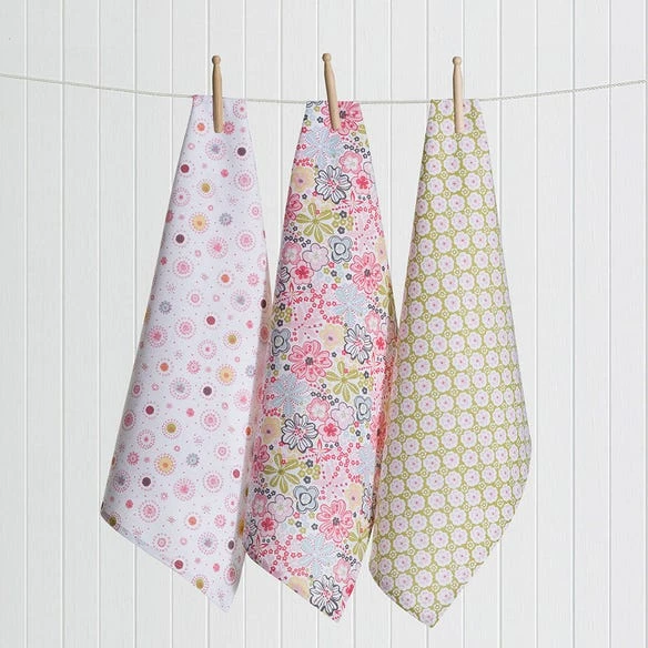 Pretty Floral Tea Towel Set Of 3 3 Pretty Floral Tea Towel Set Of 3
