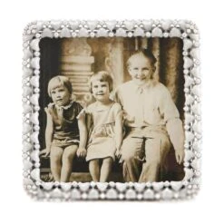 Enamel Frame With Small Pearls Square - White