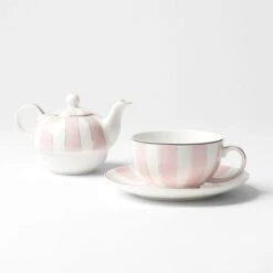 Miss Stripe Tea Set - Pastel Pink -Koala Home Shop 19174903 P 1