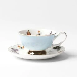 Miss Butterflies Teacup And Saucer - Blue