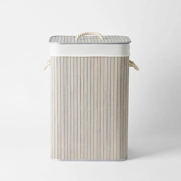 Collapsible Bamboo Hamper - French Grey 4 Collapsible Bamboo Hamper - French Grey - Image 2