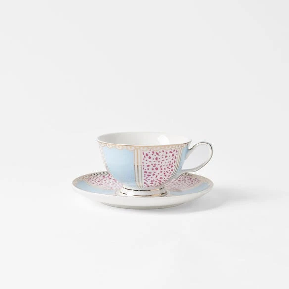 Miss Tea Party Teacup And Saucer - Blue/Pink Terraz 2 Miss Tea Party Teacup And Saucer - Blue/Pink Terraz