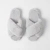 Fur Cross Over Slide - Pale Grey 2 Fur Cross Over Slide - Pale Grey -Koala Home Shop 21421601 P 2
