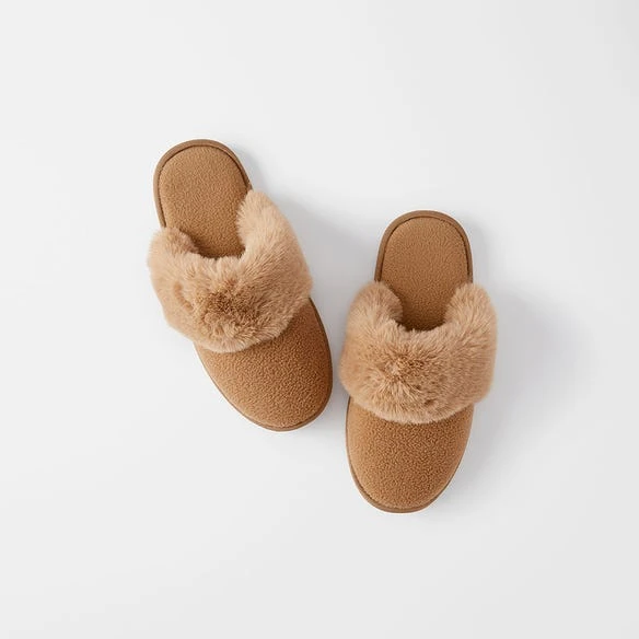 Felt Fur Slip On - Tan 3 Felt Fur Slip On - Tan