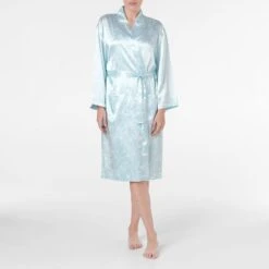 Satin Robe - Blue Floral