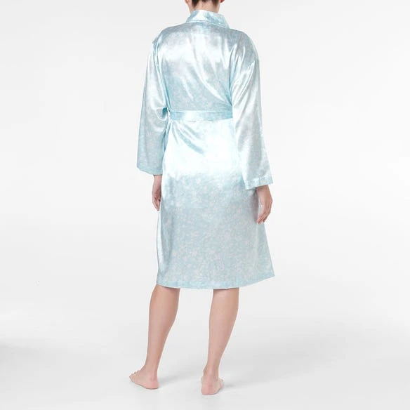 Satin Robe - Blue Floral 4 Satin Robe - Blue Floral - Image 2
