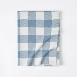 Gingham Kids Throw - Smoke Blue/Ivory