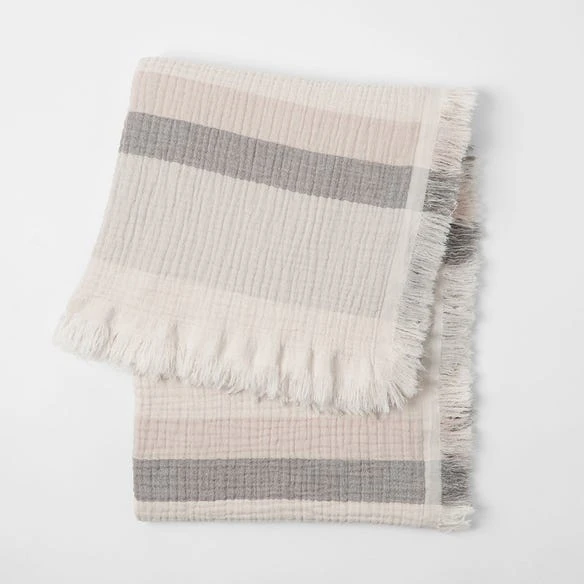 Apollo Muslin Throws - Natural/Charcoal/Cream 4 Apollo Muslin Throws - Natural/Charcoal/Cream - Image 2