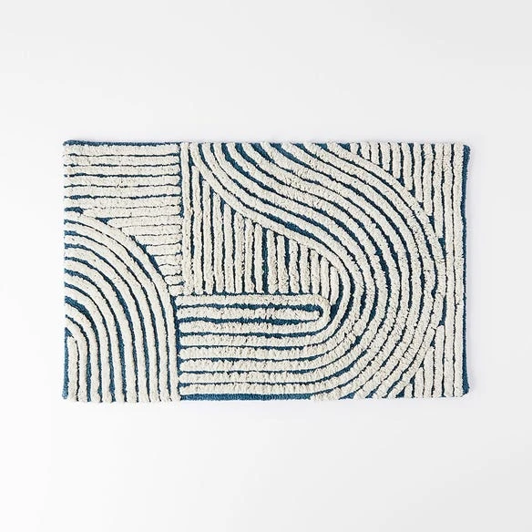 Archer Bath Mat - Steel Blue/Ivory 3 Archer Bath Mat - Steel Blue/Ivory