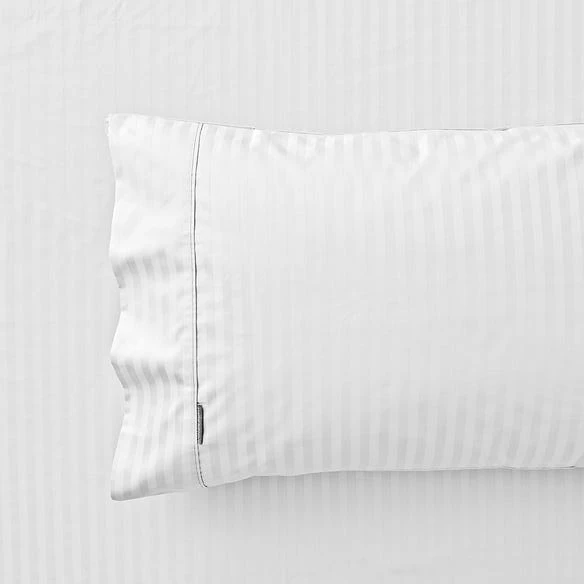 Nassor Stripe 700 TC Egyptian Cotton Sheet Set - White 4 Nassor Stripe 700 TC Egyptian Cotton Sheet Set - White - Image 2