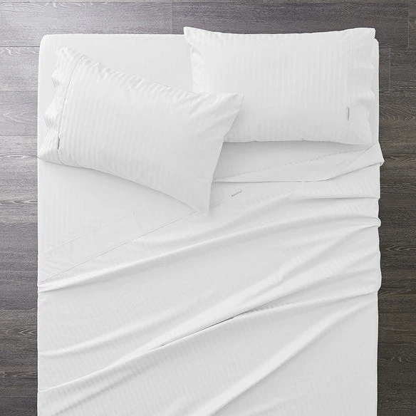 Nassor Stripe 700 TC Egyptian Cotton Sheet Set - White 3 Nassor Stripe 700 TC Egyptian Cotton Sheet Set - White