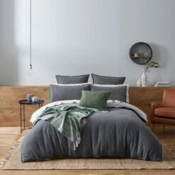 Lusso Brushed Cotton Quilt Cover - Charcoal Cool Grey -Koala Home Shop G LUSSO 010301 00580 V18