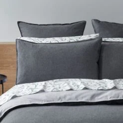 Lusso Brushed Cotton Quilt Cover - Charcoal Cool Grey -Koala Home Shop G LUSSO 010301 00580 V21