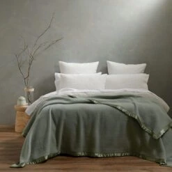 Cooper Woollen Blanket - Sage 6 Cooper Woollen Blanket - Sage -Koala Home Shop M F COOPER Sage Blanket