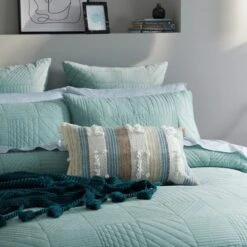 Dutton Quilt Cover - Smoke Blue -Koala Home Shop M F Dutton Detail 1