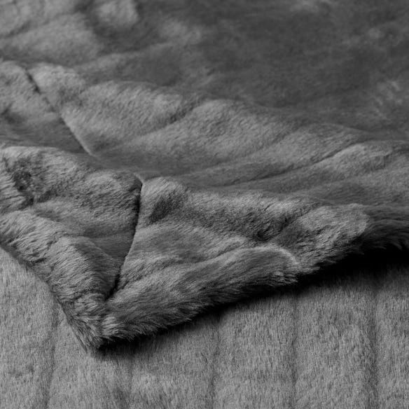 Faux Fur Throw - Dark Grey 6 Faux Fur Throw - Dark Grey - Image 4