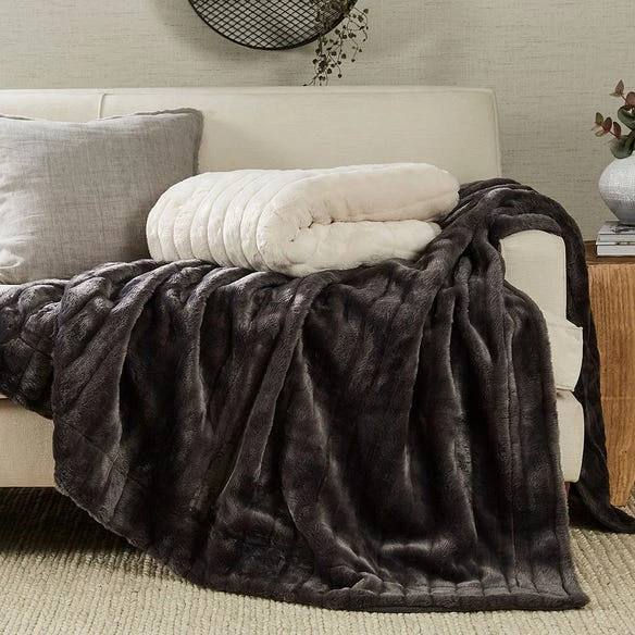 Faux Fur Throw - Dark Grey 3 Faux Fur Throw - Dark Grey