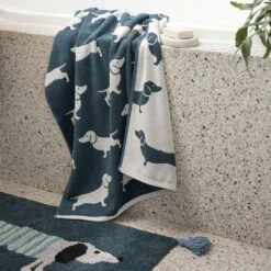 Frankie Towel 8 Frankie Towel -Koala Home Shop M F Frankie Dog Towels Slate Blue Ivory 213784 R LS Mother Earth 2