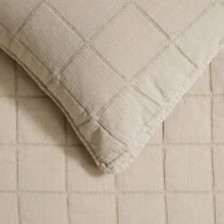 Reid Coverlet - Oatmeal -Koala Home Shop M F Reid Oatmeal Coverlet Detail 2