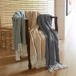 Swansea Woollen Herringbone Throw - Natural/Mustard -Koala Home Shop M F Swansea Herringbone Throws 21884 R V2