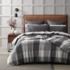 Lincoln Check Woollen Blanket - Charcoal/Ivory -Koala Home Shop M F WL Lincoln Check Blanket