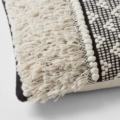 Zanzibar Panel Cushion -Koala Home Shop M F Zanzibar Centre Panel Cushion Black Natural 50x50cm 20005301 Detail 1