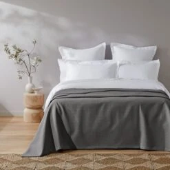 Harvey Cotton Blanket - Charcoal 5 Harvey Cotton Blanket - Charcoal -Koala Home Shop M F Harvey Charcoal QQC SI 4