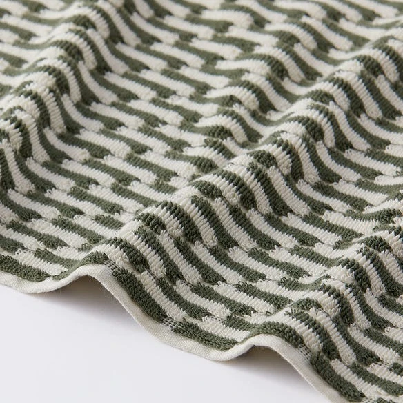 Jasper Towels - Olive/White 3 Jasper Towels - Olive/White