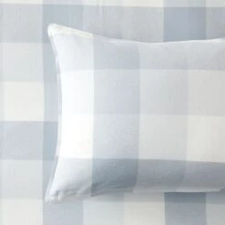 Lincoln Brushed Cotton Quilt Cover - Blue Check -Koala Home Shop M F Lincoln Blue Detail 2012 ECOM 5