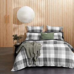 Lincoln Brushed Cotton Quilt Cover - Charcoal Check 11 Lincoln Brushed Cotton Quilt Cover - Charcoal Check -Koala Home Shop M F Lincoln Charcoal QQC001 ECOM 7