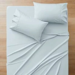 Carlson Royale 600 TC Egyptian Cotton Sheet Set - Pale Blue -Koala Home Shop M F S23 Carlson Royale Pale Blue SS SI 8