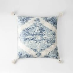 Piper Tassel Cushion - Ivory/Blue -Koala Home Shop blue1 1