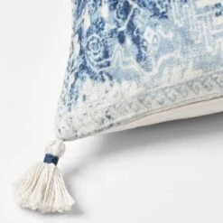 Piper Tassel Cushion - Ivory/Blue -Koala Home Shop blue2 1
